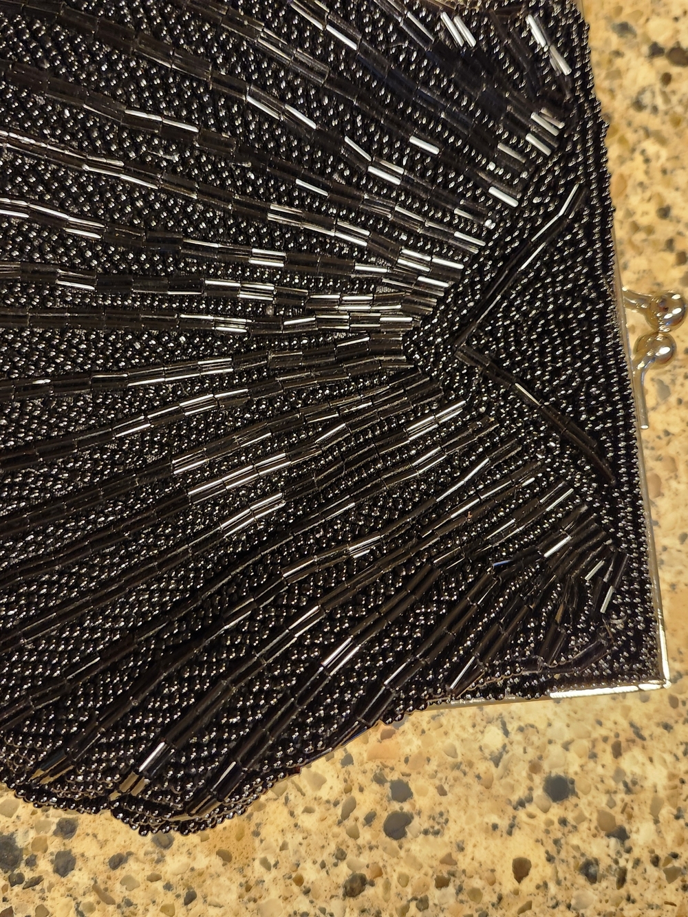 Elegant Black Beaded Evening Clutch